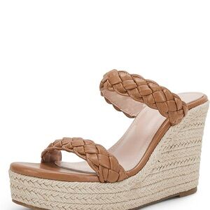 Braided Tan Wedge Sandals